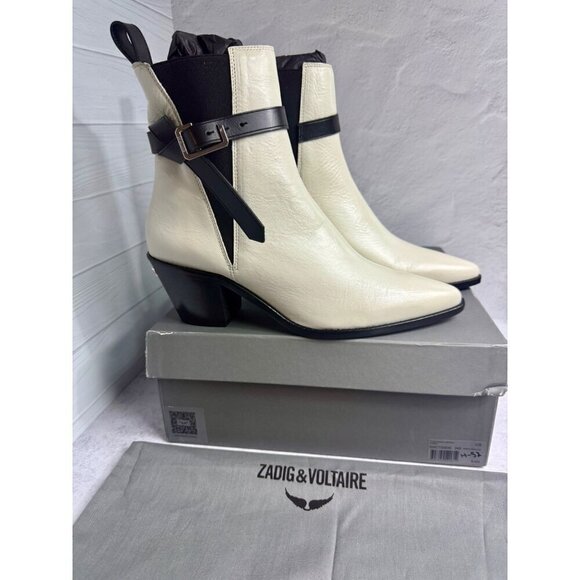 NIB Zadig & Voltaire Boots Women's Size FR 41/US 10‎ White Tyler Cecilia Vintage - Picture 1 of 13